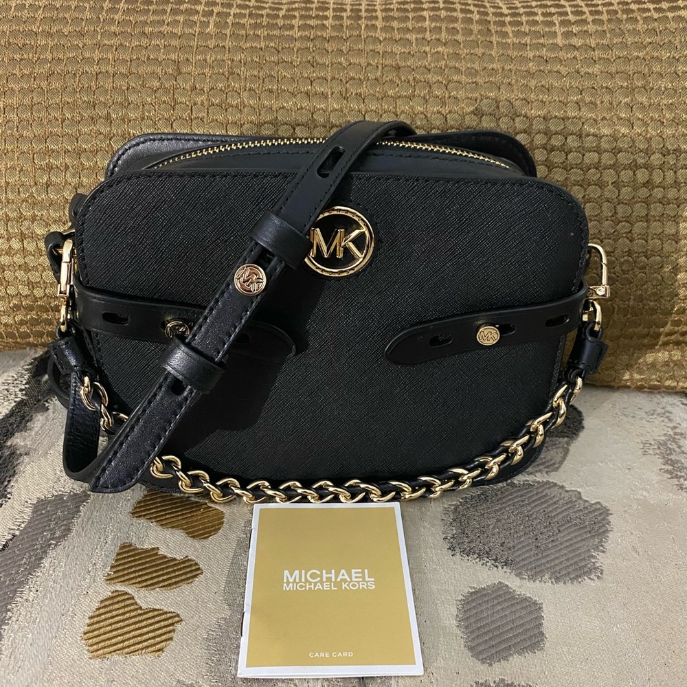 Carmen Large Saffiano Leather Crossbody Bag